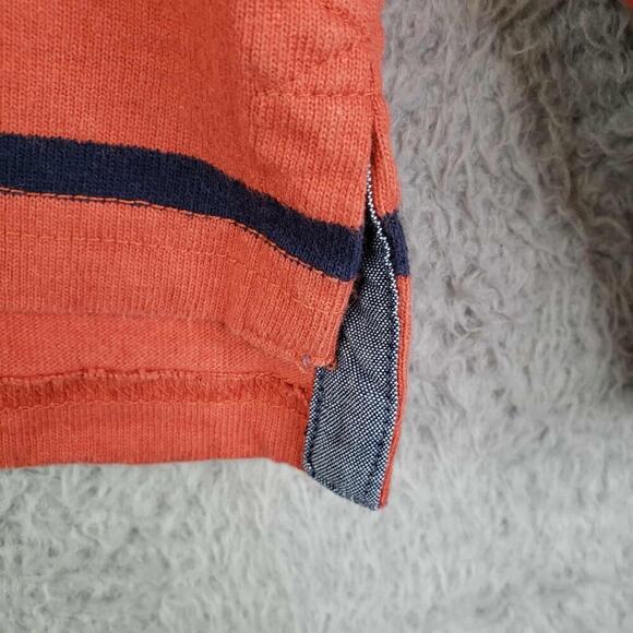 LL Bean Sweatshirt Mens Size L Orange Striped Long Sleeve Rugby Hoodie Pullover - Picture 8 of 12